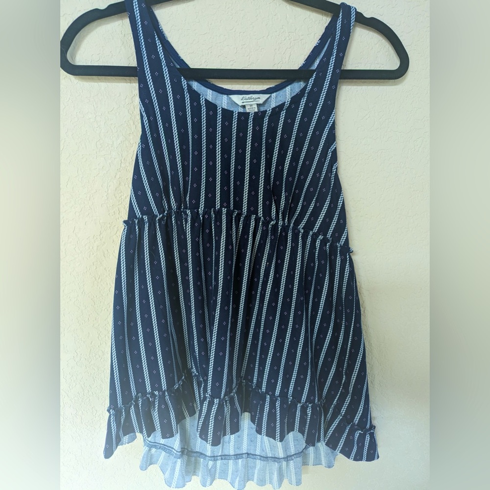 Flowy tank top navy blue and pink